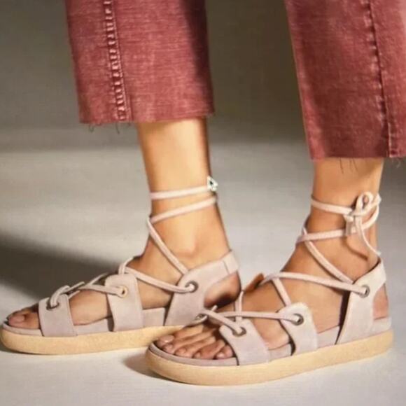 New Anthropologie Tie-Up Gladiator Dusty Pink Sandals - Size 7 - Picture 2 of 6